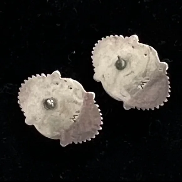 Sterling Silver Turquoise Post Earrings | Southwest Native Style | Signed - Picture 5 of 5